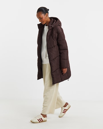 Burgundy Mid Length Padded Coat