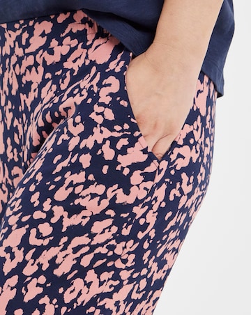 Chocolate Leopard Tie Waist Jersey Tapered Trouser