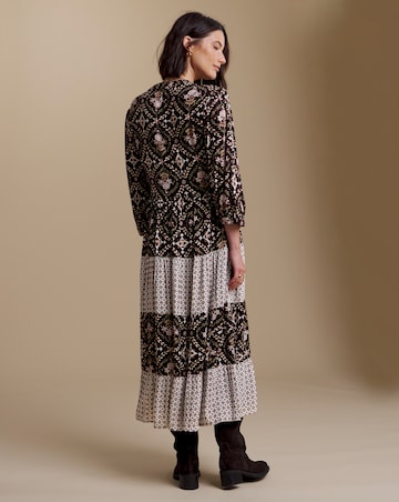 Julipa Mixed Print Tiered Midi Dress