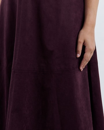 Simply Be Plum Suedette Seam Detail Midi Skirt