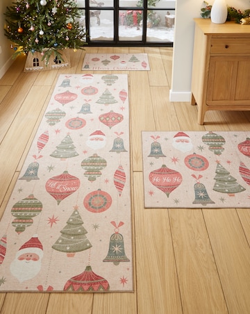 Christmas Baubles Washable Runner