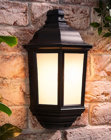 ValueLights Wiltshire Black IP44 Outdoor Porch Wall Light Flush Lantern