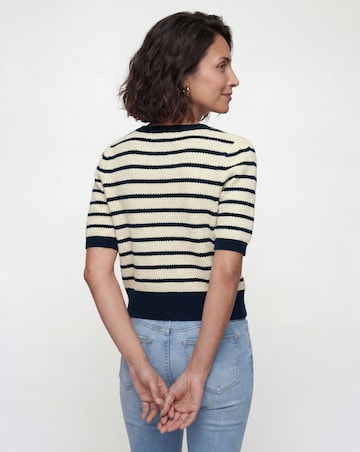 Textured Stripe Short Sleeve Cardigan