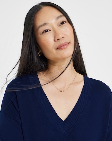 Navy Slouchy V Neck Tunic