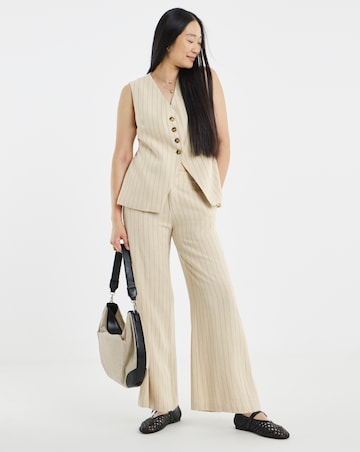 Stripe Linen Mix Longline Waistcoat