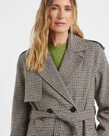 Houndstooth Check Trench Coat