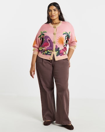 Tropical Landscape Graphic Print Cardigan