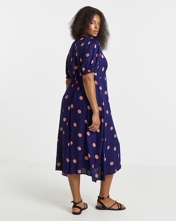 Simply Be Spot Printed Short Sleeve Viscose Midi Dress