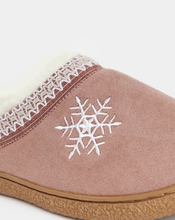 Cushion Walk Embroidered Snowflake Slippers - Wide Fit (E)