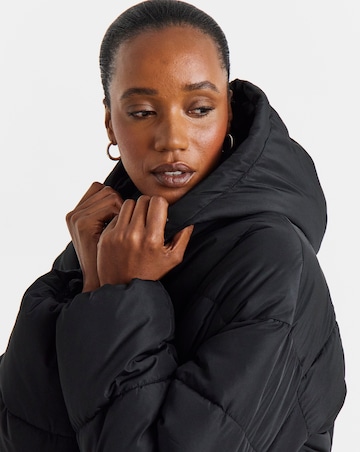 Black Mid Length Padded Coat