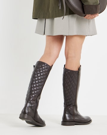 Michelle Leather Knee Riding Boots - Extra Wide Fit (EEE) & Super Curvy Calf