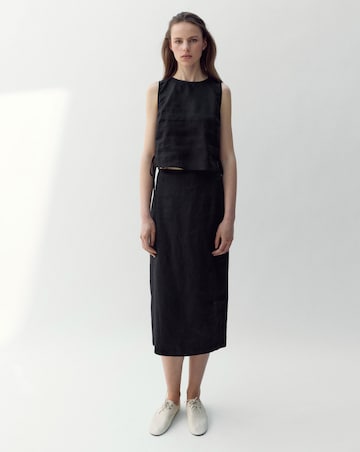 Mango Linen Top With Ties