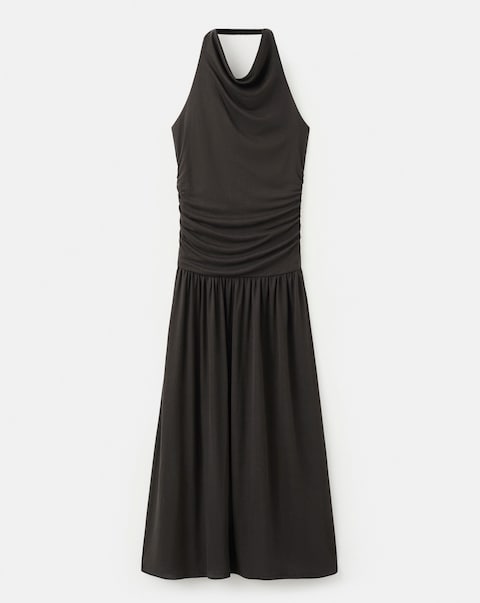 Mango Draped Halter Neck Long Dress