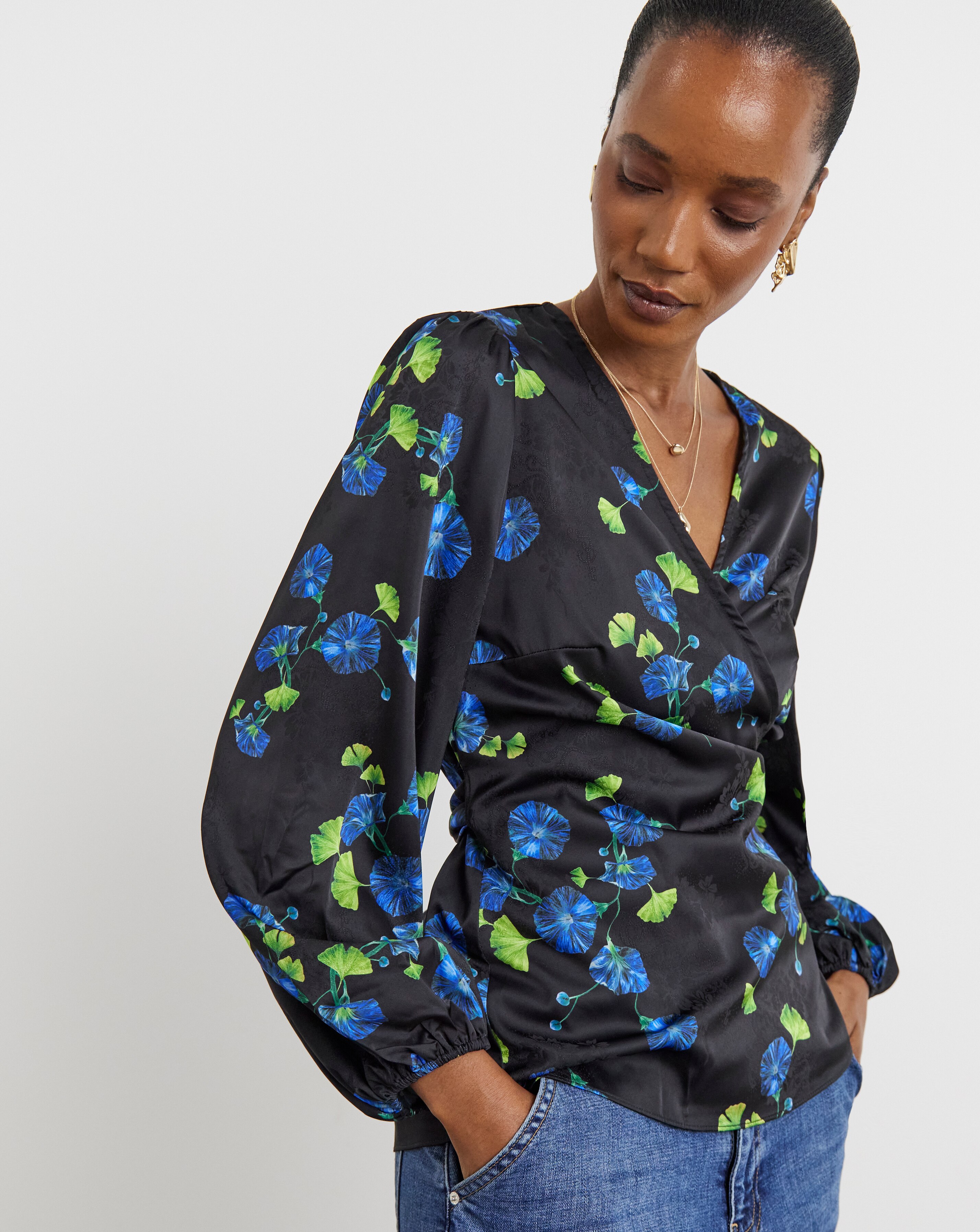 Balloon Sleeve Satin Blouses | JD Williams