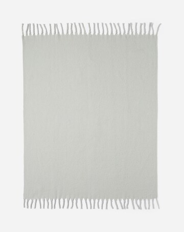 Faux Mohair Fringed Throw - Light Grey