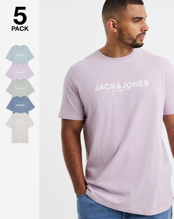 Jack & Jones Summer Logo T-Shirt 5 Pack - Multi