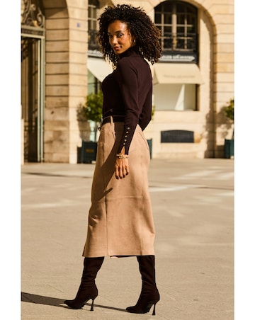 Sosandar Luxe Faux Suede Pencil Skirt