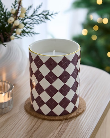 Classic Elegance Orange & Cinnamon Ceramic Argyle Candle