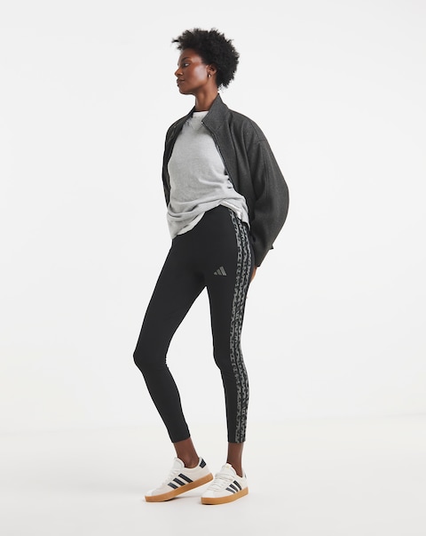 adidas 3 Stripe Leopard Print Legging