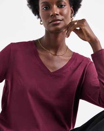 Black, White, Burgundy, Mocha, Blush 5 Pack V-Neck Long Sleeve T-Shirt