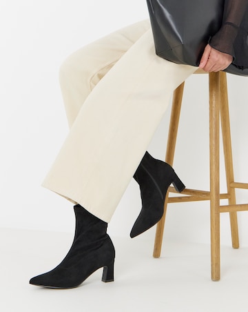 Julia Pointed Toe Heeled Ankle Sock Boots - Wide Fit (E)