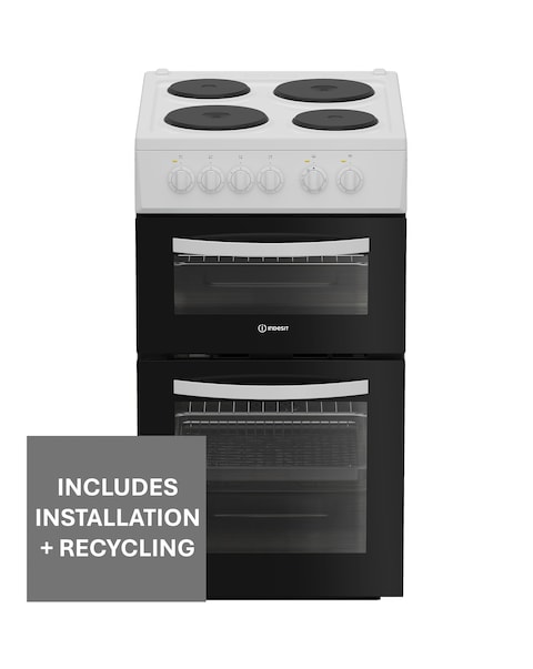 Indesit ITE5EMW 50cm Electric Twin Cooker - White + Installation