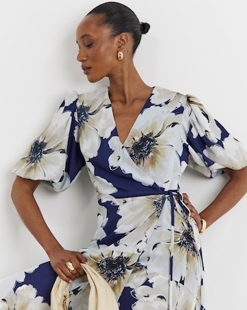 Joanna Hope Wrap Dress With Puff Sleeves
