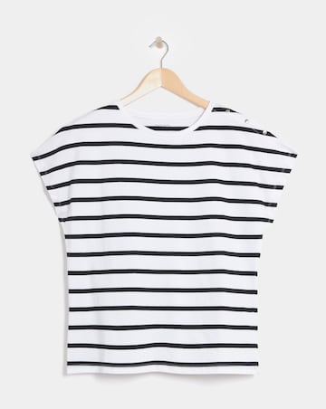 Pure Cotton Striped Button Shoulder T-Shirt