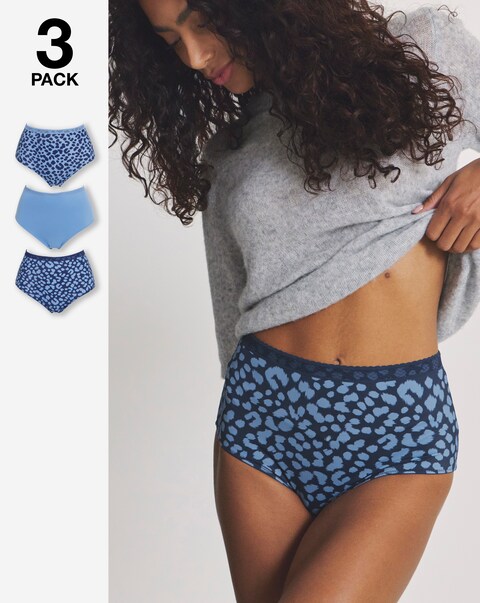 Pretty Secrets (3 Pack) Microfibre Lace Trim Full Brief Knickers