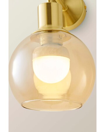 ValueLights Bellamy Brushed Gold Rechargeable Amber Glass Wall Light