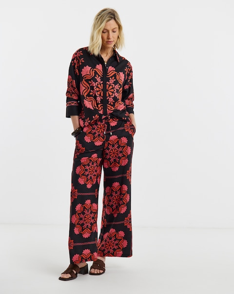 Black Paisley Wide Leg Trouser Co-ord