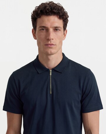 Folio Mercerised Supima Zip Polo-Navy