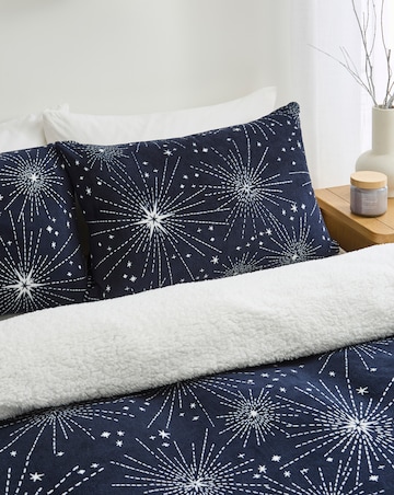 Winter Star Fleece Duvet Cover Set Sherpa Reverse