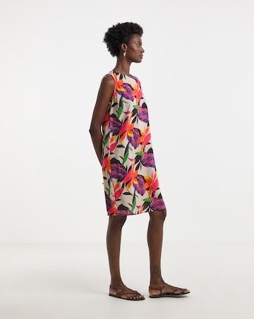 Linen Mix Sleeveless Shift Dress