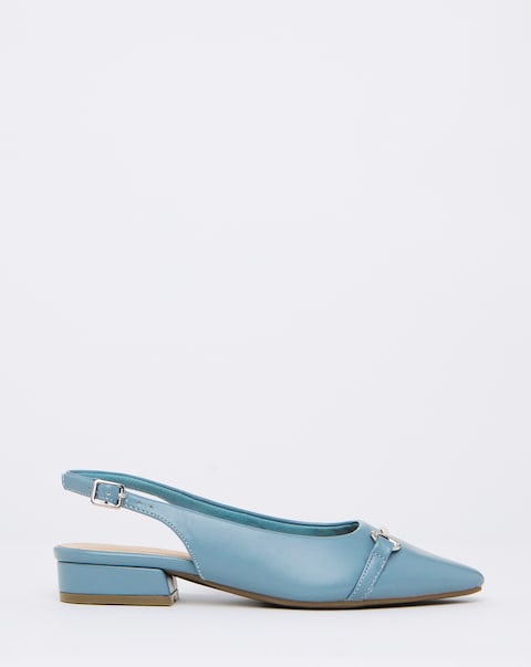 Sylvia Flat Slingback Shoes With Trim Detail - Wide Fit (E)