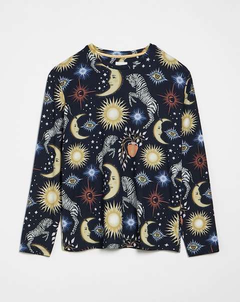 Chelsea Peers Jersey Celestial Zebra Print Crew Pyjama Set