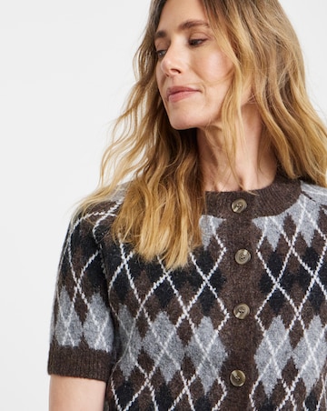 Argyle Short Sleeve Cardigan