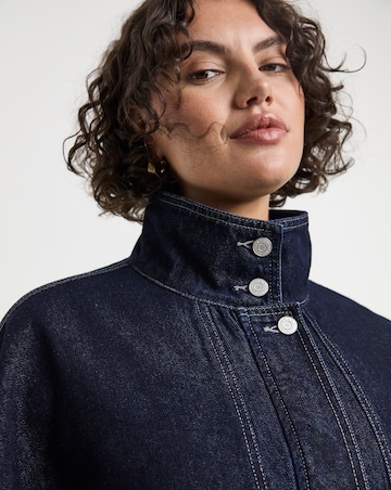 Simply Be Indigo Funnel Neck Bat Wing Denim Jacket