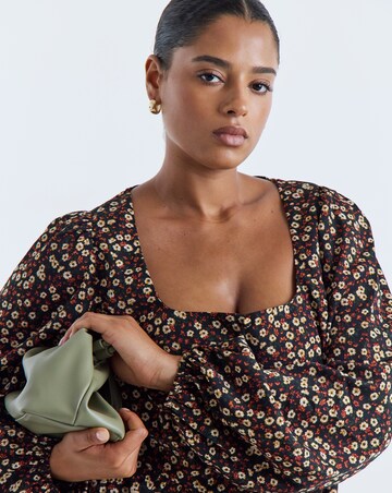 Simply Be Floral Print Long Sleeve Historic Detail Skater Dress