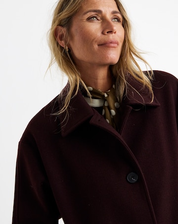 Aubergine Collared Button Front Lined Coat