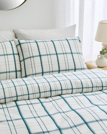 Painted Check Cotton Blend Reversible Duvet Cover Set