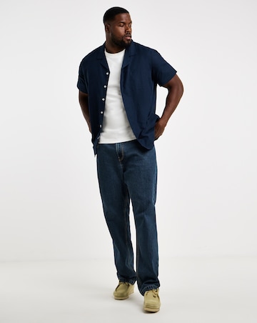 Short Sleeve Revere Collar Linen Shirt