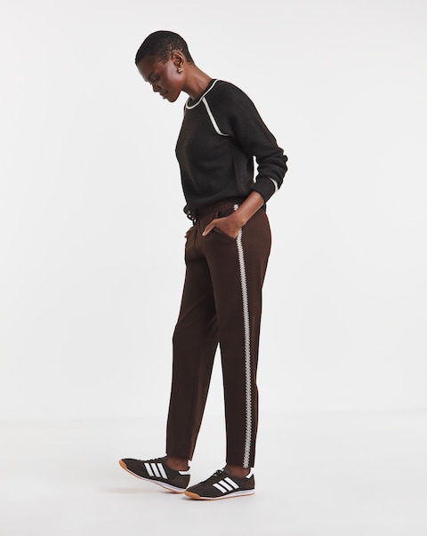 Tapered Side Stripe Ponte Trouser