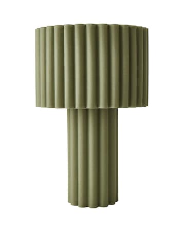 ValueLights Lenny Moss Green Ribbed Fabric Table Lamp