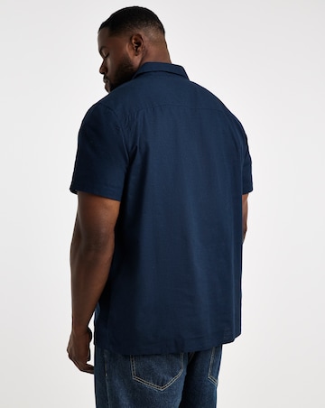 Short Sleeve Revere Collar Linen Shirt
