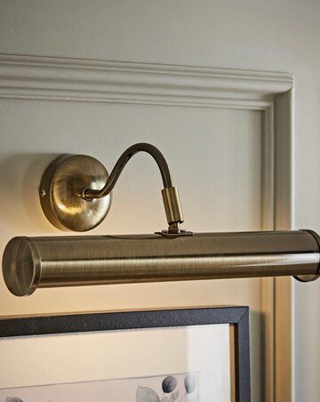 ValueLights Gemini Twin Picture Wall Light Antique Brass