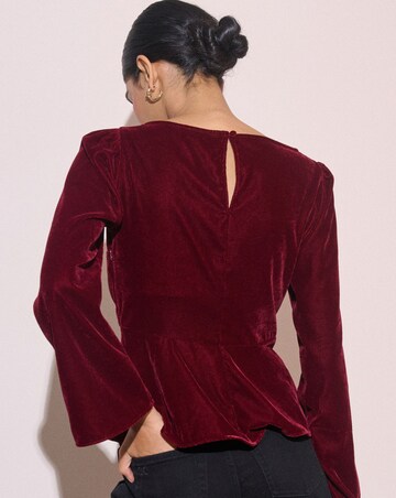 NOBODY'S CHILD EVA VELVET TOP WITH FLUTE SLEEVE