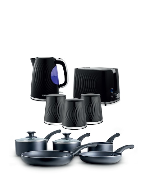 Tower Kettle, 2 Slice, Canister, Pan Set
