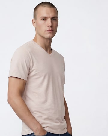 V Neck T-Shirt Long - Pink Marl