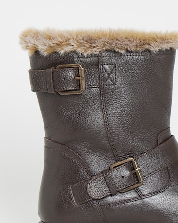 Dorinda Leather Faux Fur Ankle Boots - Wide Fit (E)
